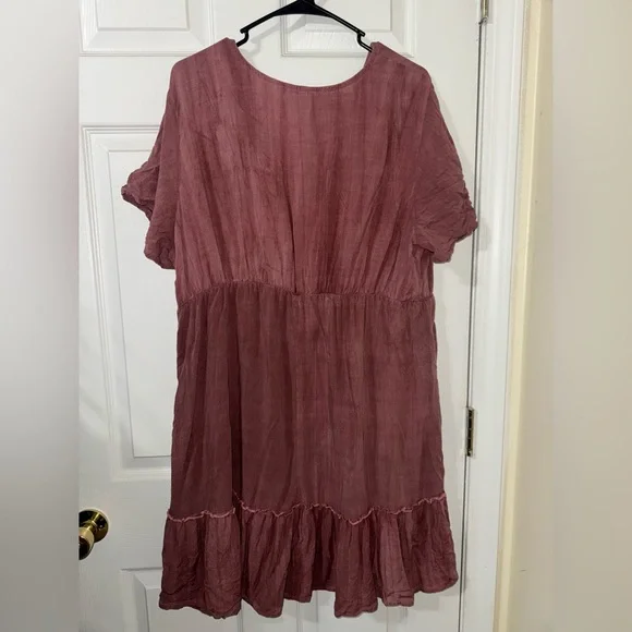 Maroon Knee Length Dress w/ Ruffle by Urban Rose - Picture 6 of 7